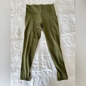 Athleta Salutation Stash Pocket II 7/8 Tight Olive Green Small